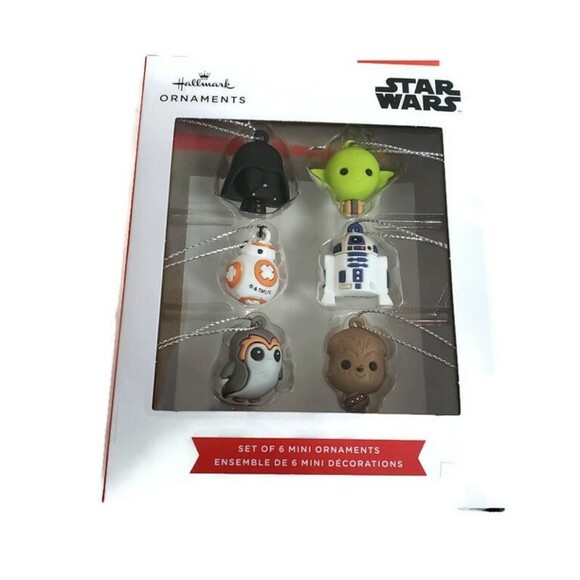 Hallmark Other - Hallmark Star Wars Set Of 6 MINI Christmas Tree Ornaments Chewbacca R2-D2 BB-8